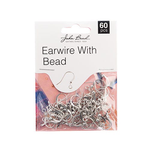 Sundaylace Creations & Bling Basics Must Have Findings - Earwire w/ Bead Antique Silver 60pcs, Earring Finding, New Beader Basics