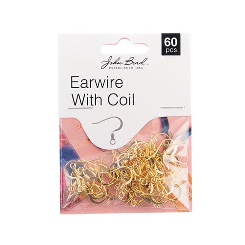 Sundaylace Creations & Bling Basics Must Have Findings - Earwire w/ Coil Gold 60pcs, Earring Finding, New Beader Basics