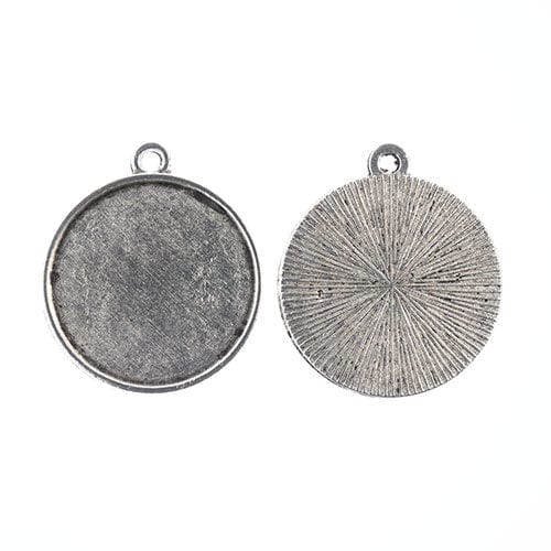 Sundaylace Creations & Bling Basics Must Have Findings - Round Pendant Frame 22mm Antique Silver 4pcs, Earring Finding, New Beader Basics