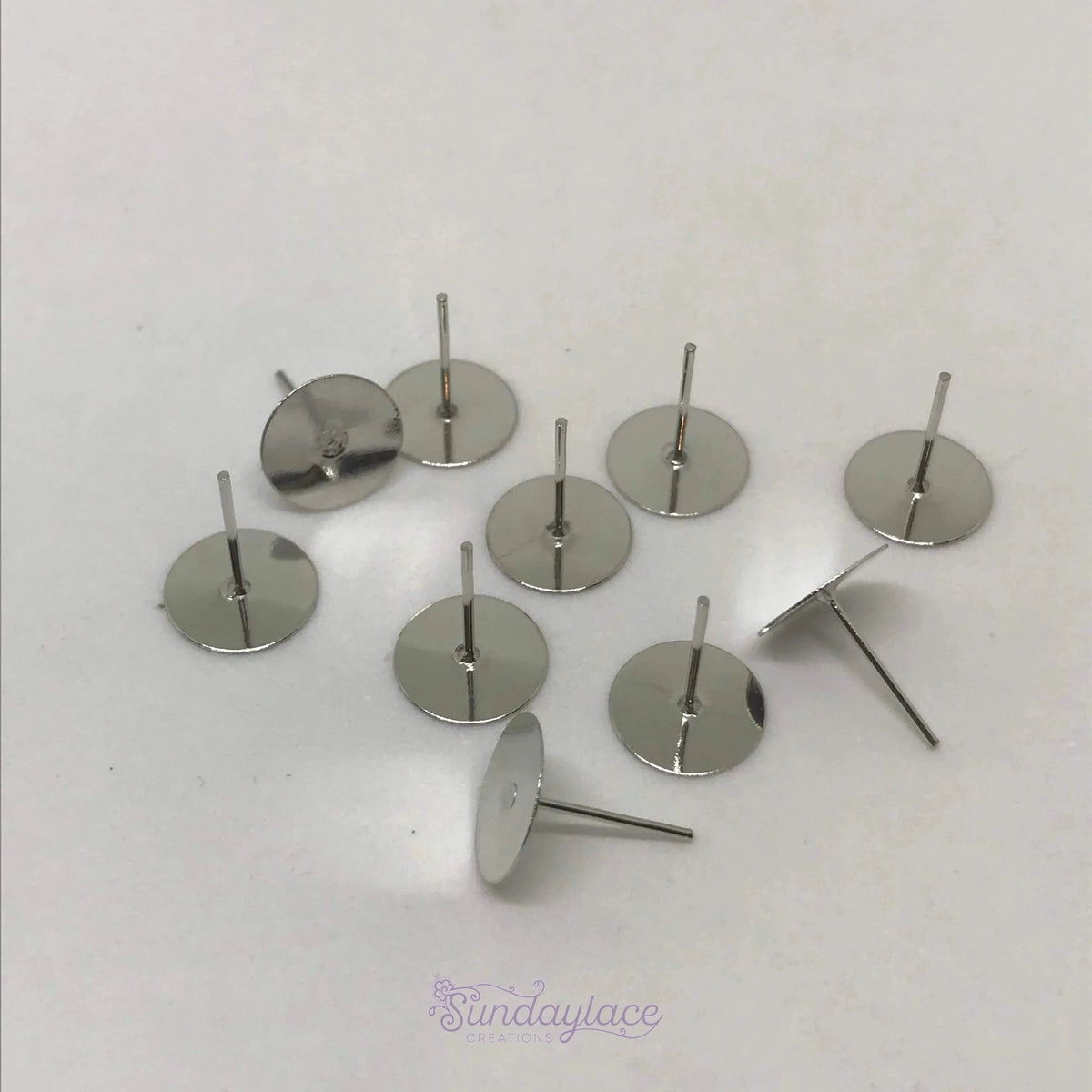 Sundaylace Creations & Bling Basics Nickel Free Surgical Steel Stud Earring Findings in Rhodium or Silver Colour *20 Pieces