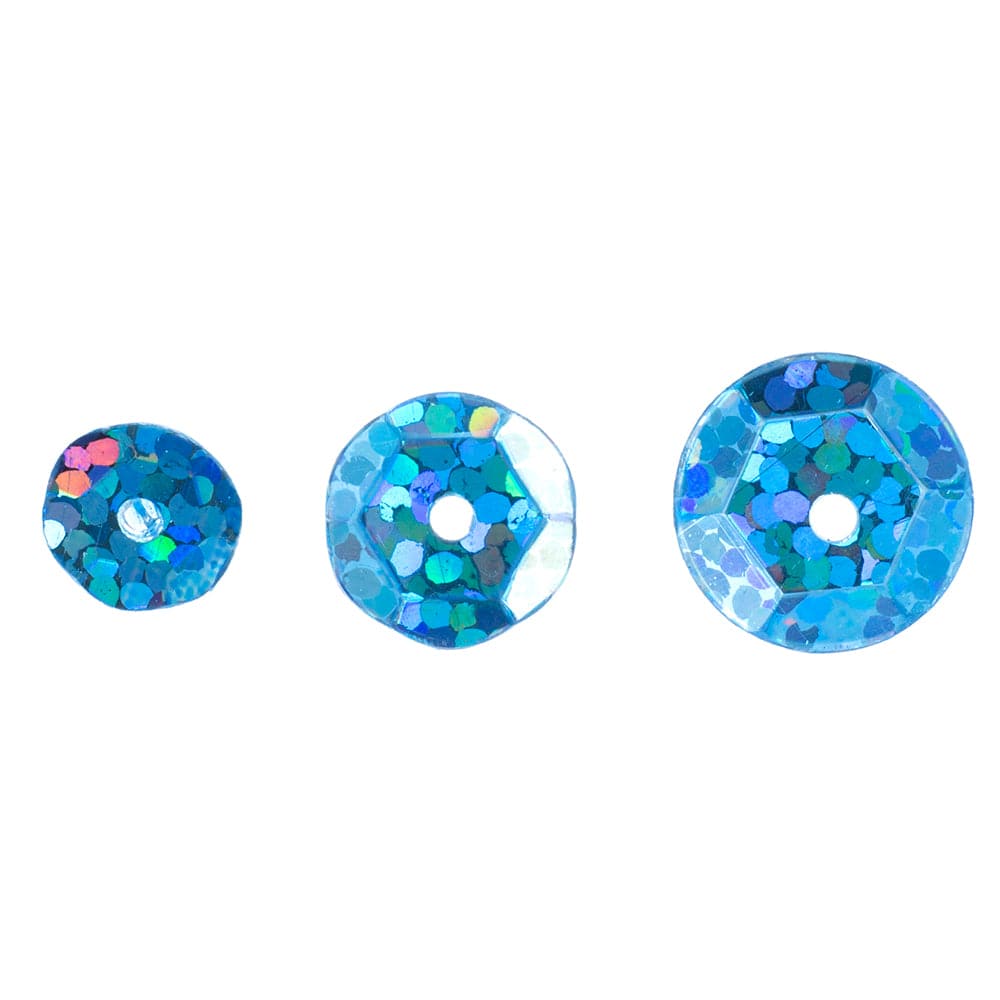Sundaylace Creations & Bling Sequin Sequins Round 6/8/10mm 700pcs Hologram Aqua Blue