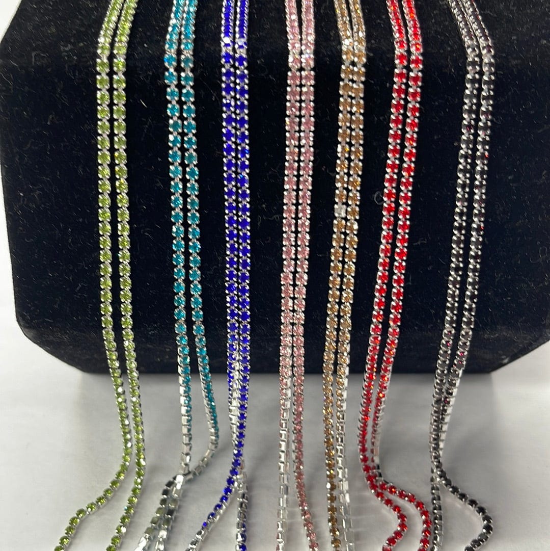 Sundaylace Creations & Bling Promotions "Silver Rainbow Mix" 7 x 1 yard Ss6 Mixed Coloured Metal Rhinestone Metal Set, Black Friday Promotions (Sold in 36")