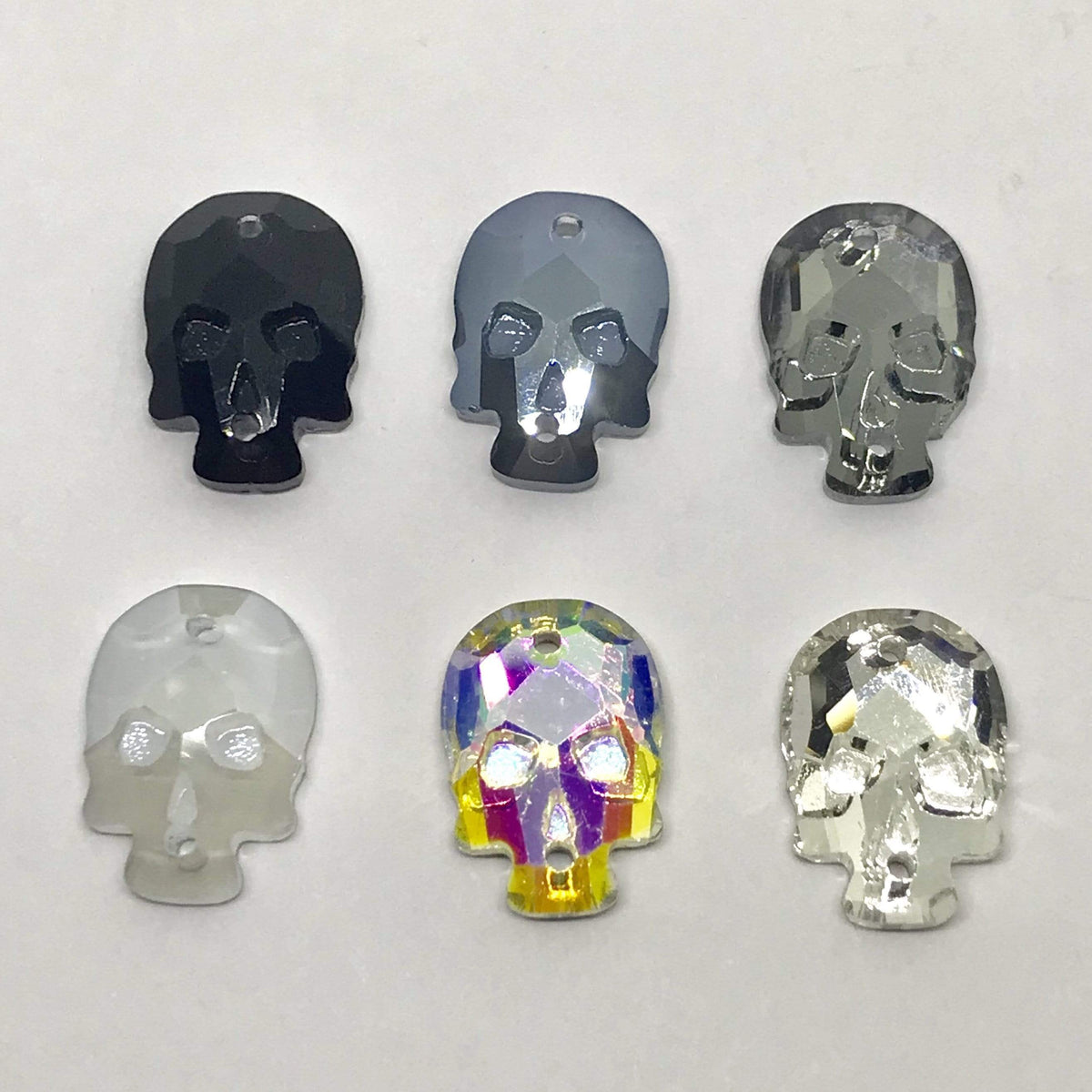 Sundaylace Creations & Bling Fancy Glass Gems Skull Shaped Glass Gem, Flatback, Sew on Gem, in multiple colours