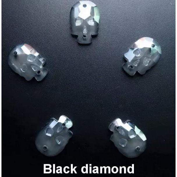 Sundaylace Creations & Bling Fancy Glass Gems Skull Shaped Glass Gem, Flatback, Sew on Gem, in multiple colours