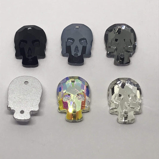 Sundaylace Creations & Bling Fancy Glass Gems Skull Shaped Glass Gem, Flatback, Sew on Gem, in multiple colours