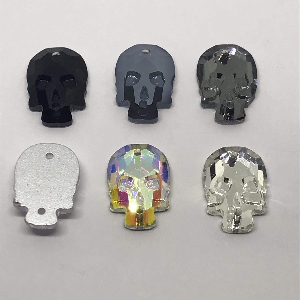 Sundaylace Creations & Bling Fancy Glass Gems Skull Shaped Glass Gem, Flatback, Sew on Gem, in multiple colours