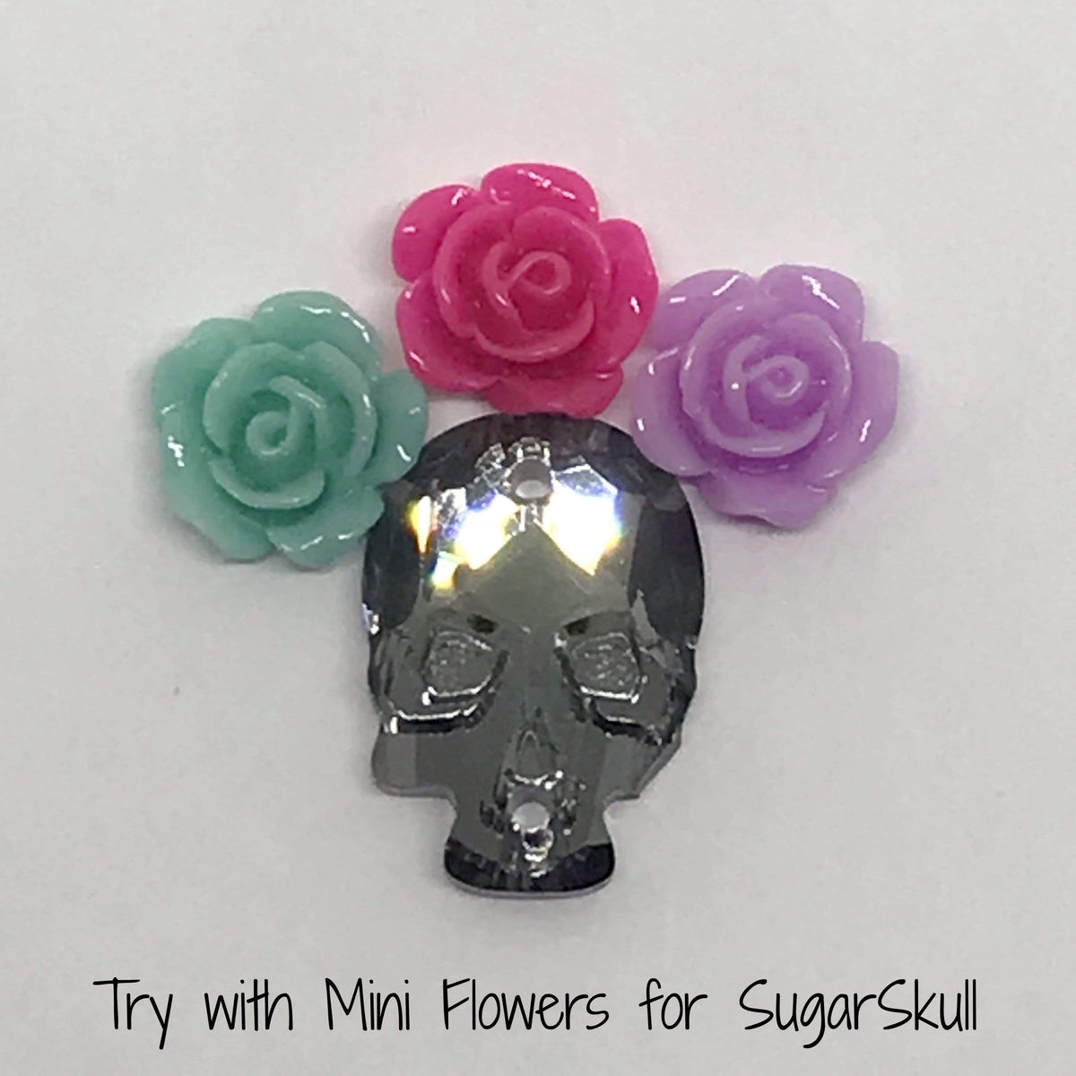 Sundaylace Creations & Bling Fancy Glass Gems Skull Shaped Glass Gem, Flatback, Sew on Gem, in multiple colours