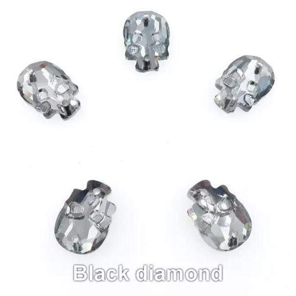 Sundaylace Creations & Bling Fancy Glass Gems Skull Shaped Glass Gem, Flatback, Sew on Gem, in multiple colours