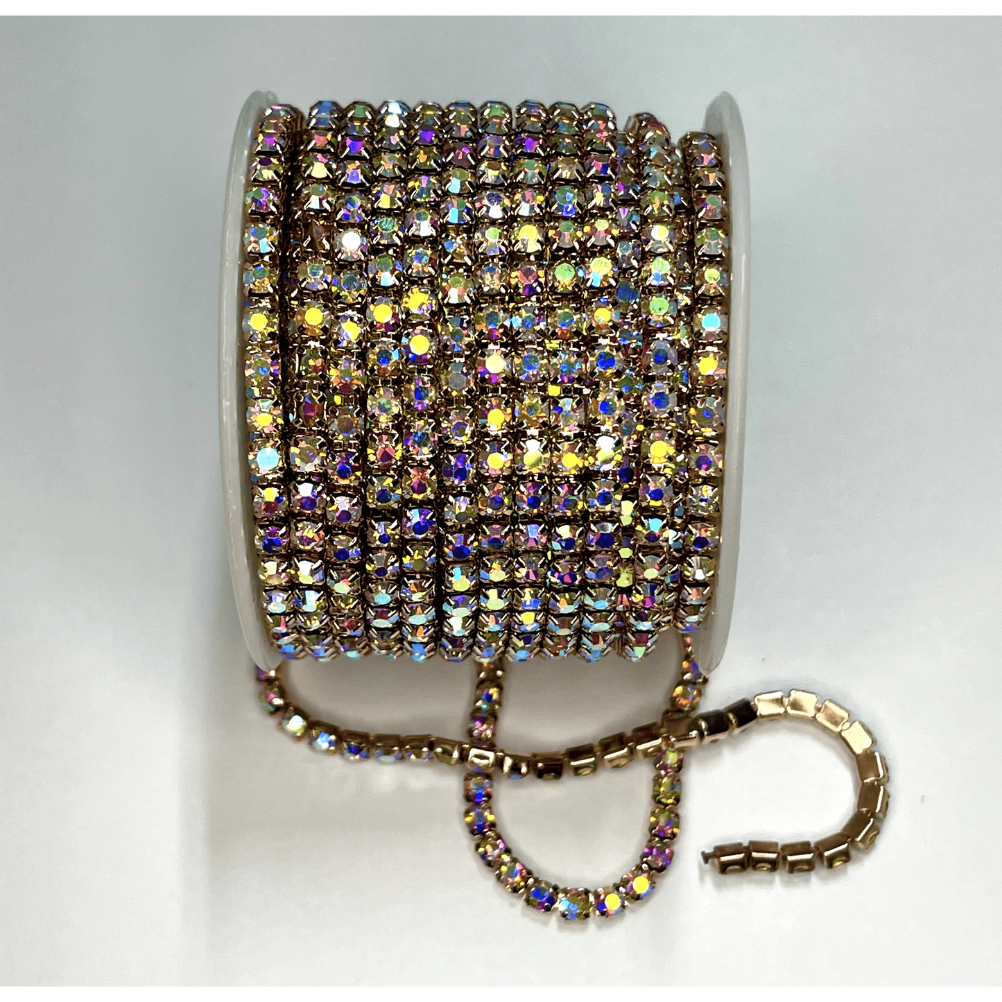 Sundaylace Creations & Bling SS12 Metal Rhinestone Chain Ss12 AB Stone on Rose Gold Metal Rhinestone Chain