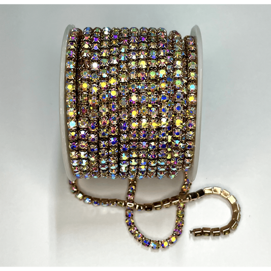 Sundaylace Creations & Bling SS12 Metal Rhinestone Chain Ss12 AB Stone on Rose Gold Metal Rhinestone Chain