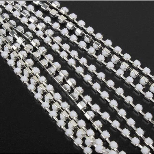 Sundaylace Creations & Bling SS12 Metal Rhinestone Chain Ss12 White on Silver Metal Rhinestone Chain