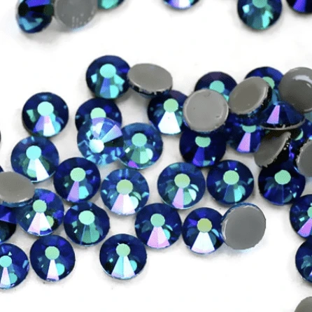 Sundaylace Creations & Bling Glass Gems SS30 Peacock Blue AB Flame Rivoli, Glue on, Glass Gems *Sold in 10 gems