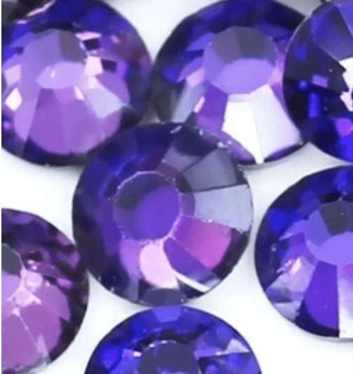 Sundaylace Creations & Bling Glass Gems SS30 Violet Flame Vitrail *Dark Purple* Rivoli, Glue on, Glass Gems *Sold in 10 gems