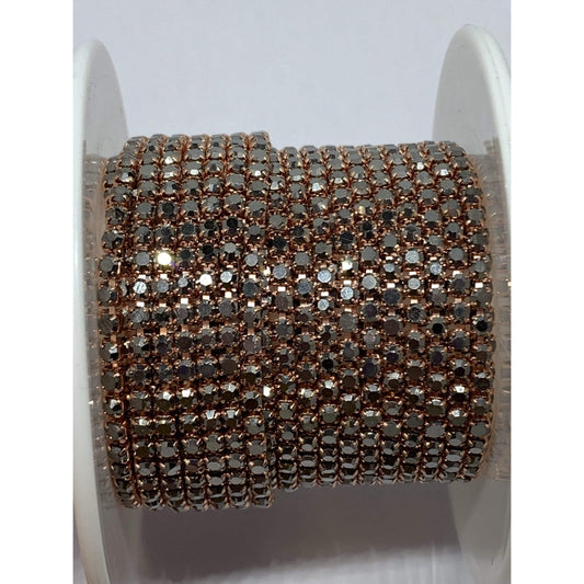 Sundaylace Creations & Bling SS4 Metal Rhinestone Chain Ss4 Gunmetal Stone in Rose Gold Metal Chain, Rhinestone Metal Chain, Sold by "33