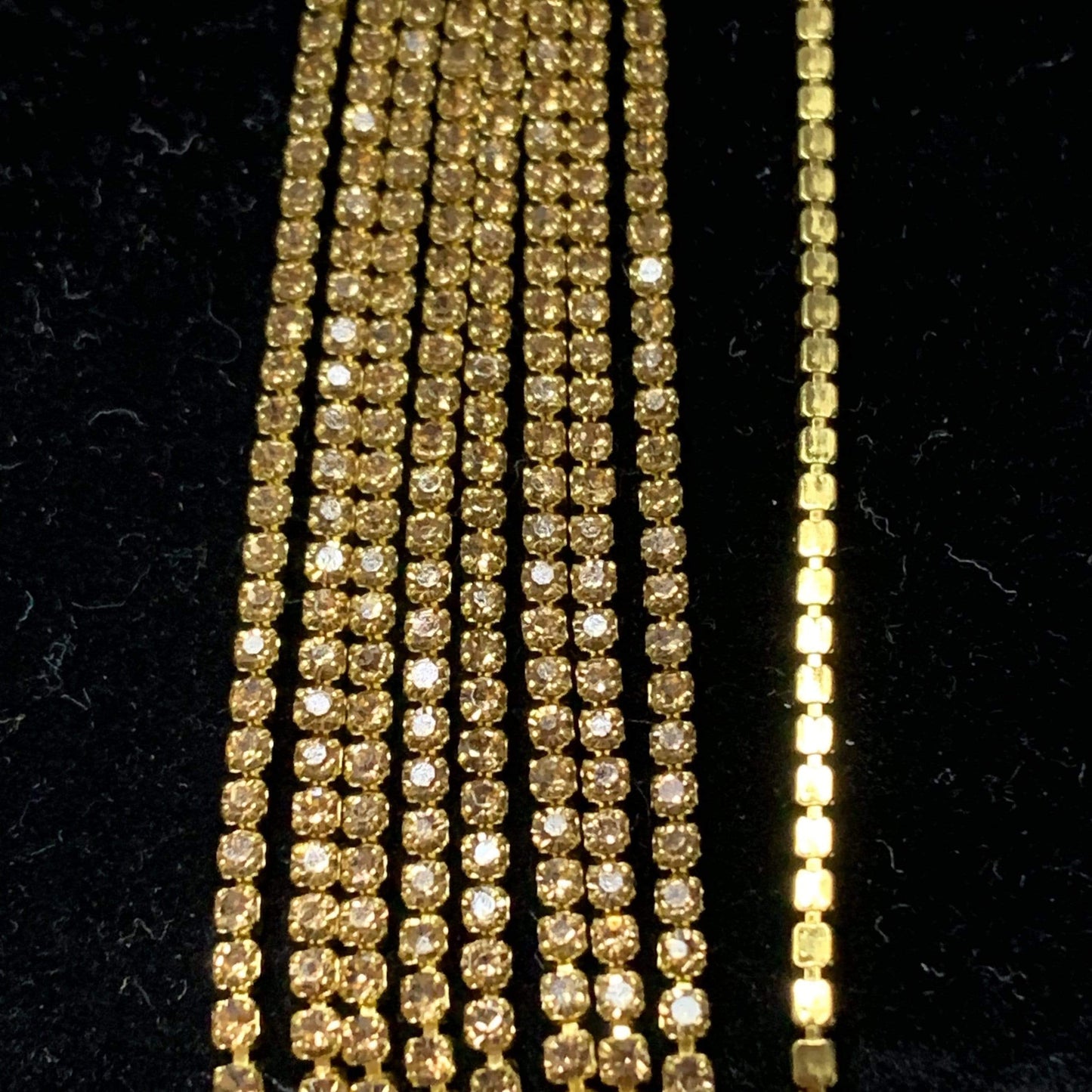 Sundaylace Creations & Bling SS4 Metal Rhinestone Chain SS4 Yellow TOPAZ on Gold Ss4 Yellow Stone, on Gold/Silver Metal Rhinestone Chain, Dense Chain 33"