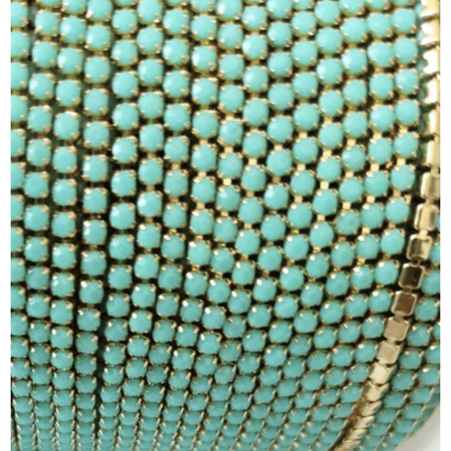 Sundaylace Creations & Bling SS6 Metal Rhinestone Chain Ss6 Acrylic Stone in Dark Turquoise Green, Gold Metal Rhinestone Chain