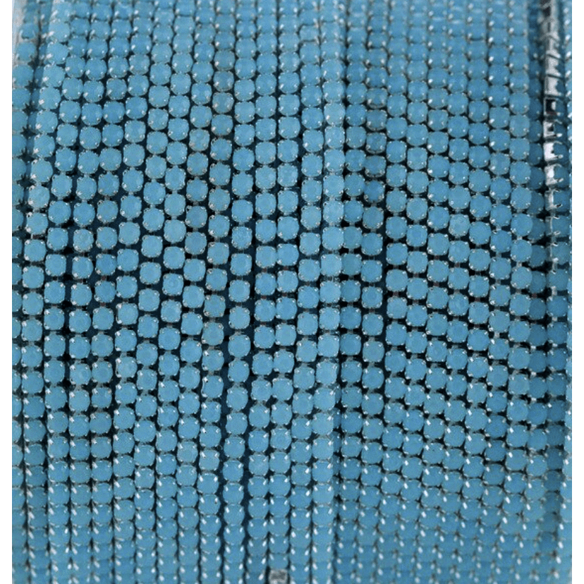 Sundaylace Creations & Bling SS6 Metal Rhinestone Chain Ss6 Acrylic Stone in Turquoise Blue, Silver Metal Rhinestone Chain