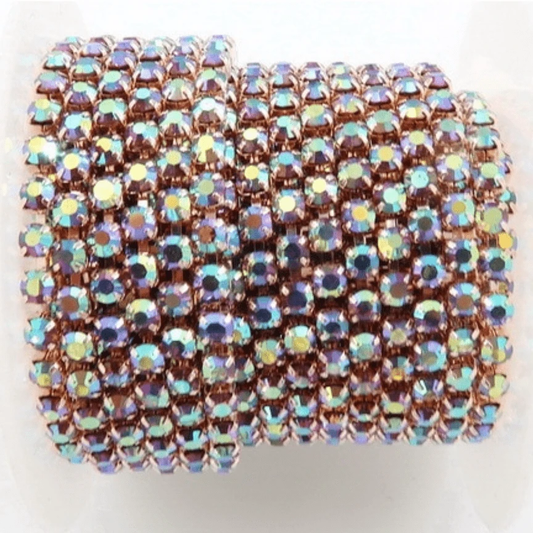 Sundaylace Creations & Bling SS6 Metal Rhinestone Chain Ss6 Amethyst Light Purple Rhinestone with Champagne Dense Chain, Rhinestone Metal Chain