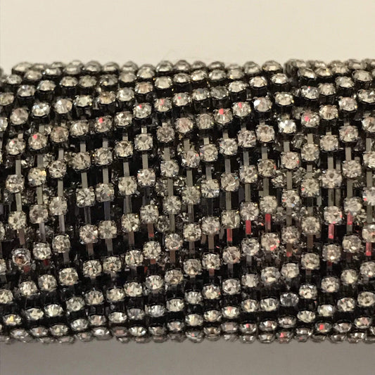 Sundaylace Creations & Bling SS6 Metal Rhinestone Chain SS6 Sparse Chain Ss6 Clear Stone Gunmetal Metal Rhinestone Chain, Sold per yard