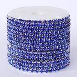 Ss6 Cobalt Blue on SILVER Metal Rhinestone Chain (Sold in 36") SS6 Metal Rhinestone Chain