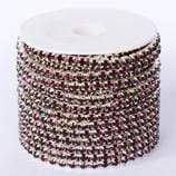 Dark Red / Silver Ss6 Dark Red on SILVER Metal Rhinestone Chain (Sold in 36") SS6 Metal Rhinestone Chain