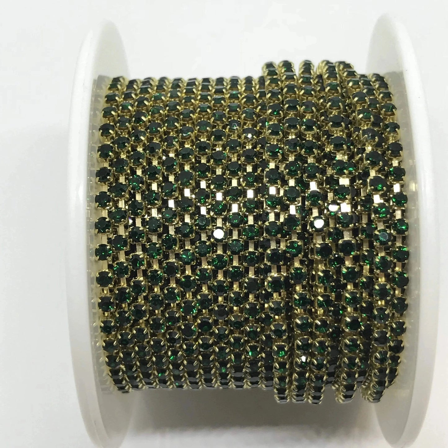 Sundaylace Creations & Bling SS6 Metal Rhinestone Chain Ss6 Emerald Rhinestone in Gold Metal Rhinestone Chain