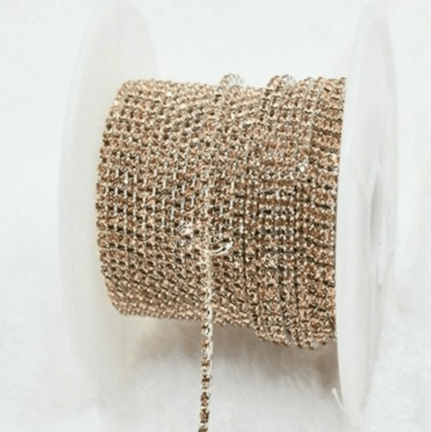 Ss6 Jonquil Yellow Topaz on SILVER Metal Rhinestone Chain (Sold in 36") SS6 Metal Rhinestone Chain