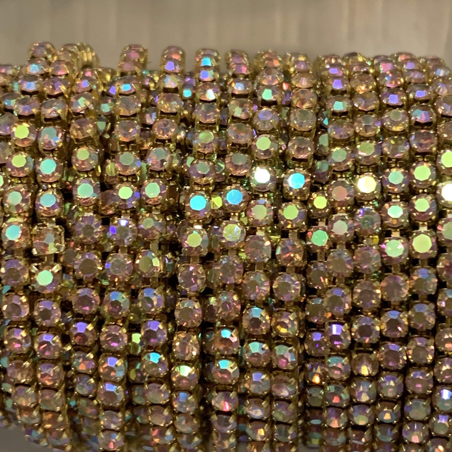 Sundaylace Creations & Bling SS6 Metal Rhinestone Chain Ss6 Gold Light Peach AB Ss6 Light Peach AB (Silk AB) Rhinestone with Silver/Gold Rhinestone Metal Chain