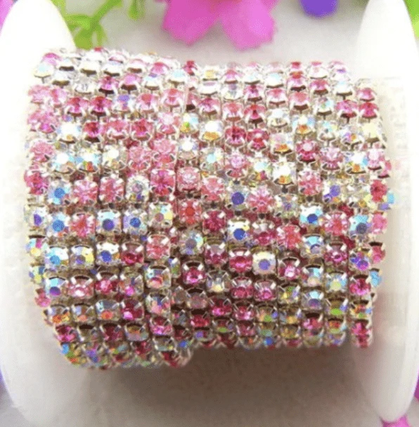 Sundaylace Creations & Bling Ss6 Mixed Rhinestone Stones, Silver Rhinestone Metal Chain