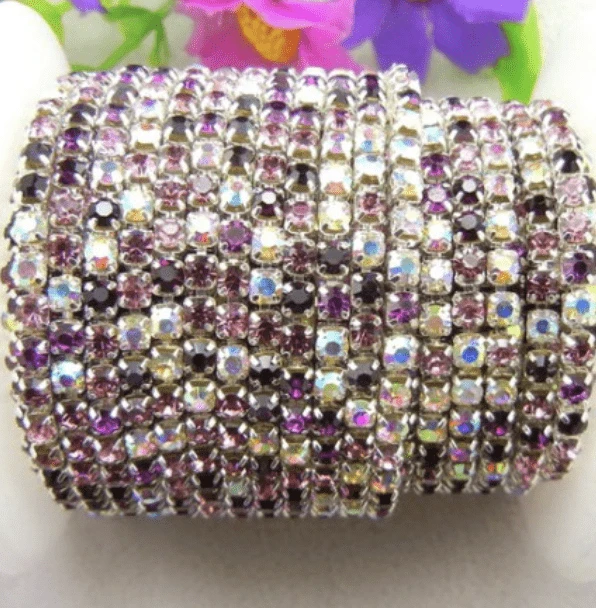 Sundaylace Creations & Bling Ss6 Mixed Rhinestone Stones, Silver Rhinestone Metal Chain