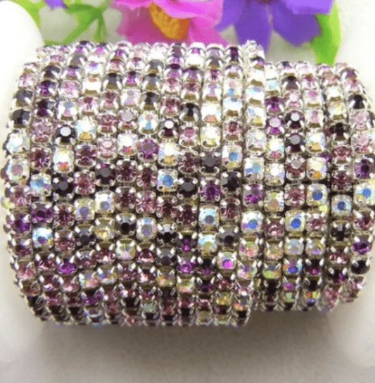 Sundaylace Creations & Bling Ss6 Mixed Rhinestone Stones, Silver Rhinestone Metal Chain