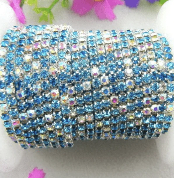 Sundaylace Creations & Bling Ss6 Mixed Rhinestone Stones, Silver Rhinestone Metal Chain