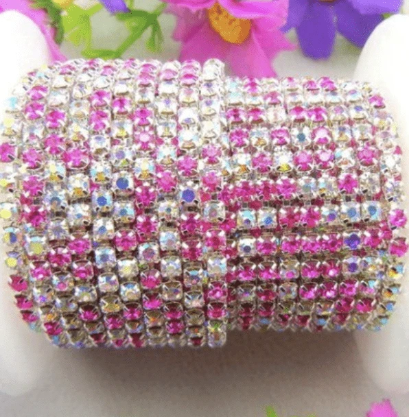 Sundaylace Creations & Bling Ss6 Mixed Rhinestone Stones, Silver Rhinestone Metal Chain