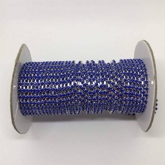 Sundaylace Creations & Bling SS6 Metal Rhinestone Chain Ss6 Navy Blue on Gold Acrylic Rhinestone Metal Chain, Sold in yard