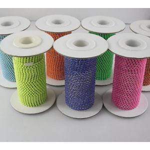 Sundaylace Creations & Bling SS6 Metal Rhinestone Chain Ss6 Acrylic Rhinestone Metal Rope Chain Gold/Silver, Sold in yard