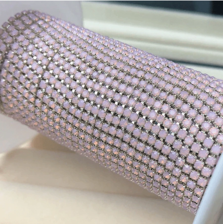 Sundaylace Creations & Bling SS6 Metal Rhinestone Chain Ss6 Pink Opal Stone in SILVER Metal Rhinestone Chain *Rare*