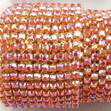 Sundaylace Creations & Bling SS6 Metal Rhinestone Chain Ss6 Red AB, Rhinestone with Silver/Gold Chain, Rhinestone Metal Chain