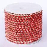 Ss6 Red on SILVER Metal Rhinestone Chain (Sold in 36") SS6 Metal Rhinestone Chain