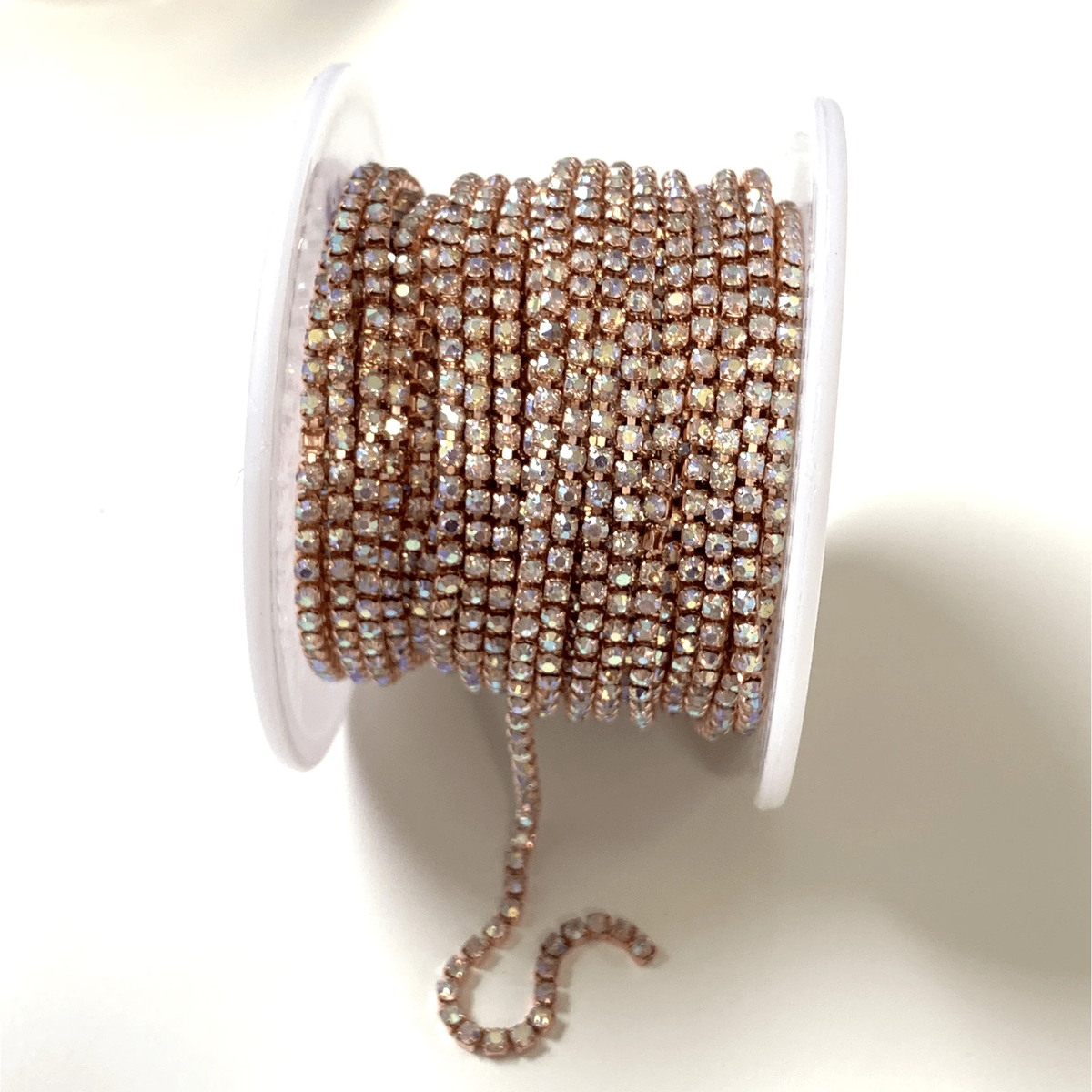 Sundaylace Creations & Bling SS6 Metal Rhinestone Chain Ss6 Rose Gold Rhinestone Metal Chain *Grade AAA Rhinestone*, AB and Clear Stones Dense Rhinestone Chain