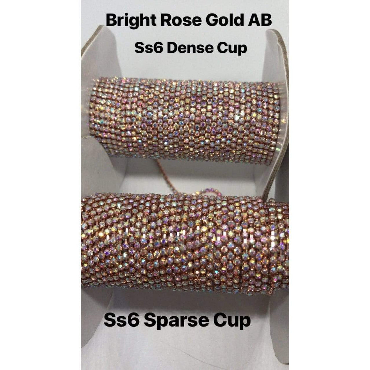 Sundaylace Creations & Bling SS6 Metal Rhinestone Chain Ss6 Rose Gold Rhinestone Metal Chain *Grade AAA Rhinestone*, AB and Clear Stones Dense Rhinestone Chain