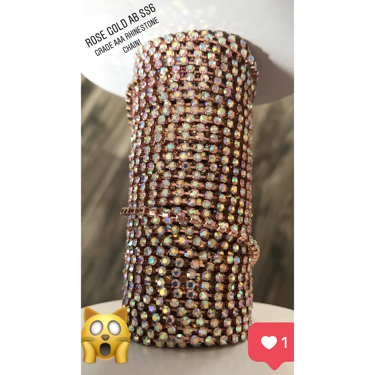 Sundaylace Creations & Bling SS6 Metal Rhinestone Chain Ss6 Rose Gold Rhinestone Metal Chain *Grade AAA Rhinestone*, AB and Clear Stones Dense Rhinestone Chain