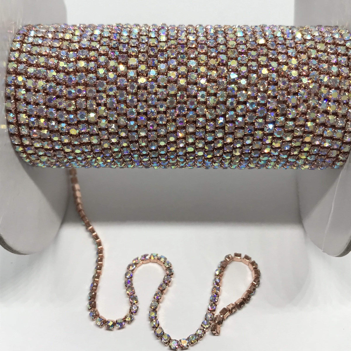 Sundaylace Creations & Bling SS6 Metal Rhinestone Chain Ss6 Rose Gold Rhinestone Metal Chain *Grade AAA Rhinestone*, AB and Clear Stones Dense Rhinestone Chain
