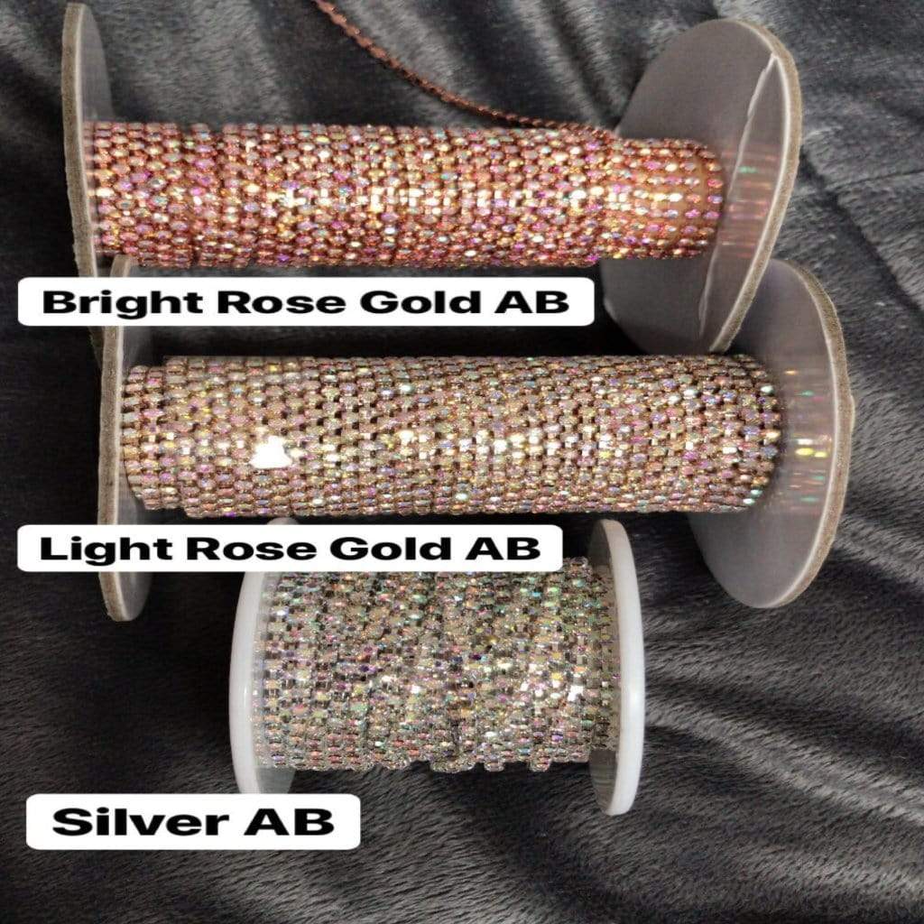 Sundaylace Creations & Bling SS6 Metal Rhinestone Chain Ss6 Rose Gold Rhinestone Metal Chain *Grade AAA Rhinestone*, AB and Clear Stones Dense Rhinestone Chain