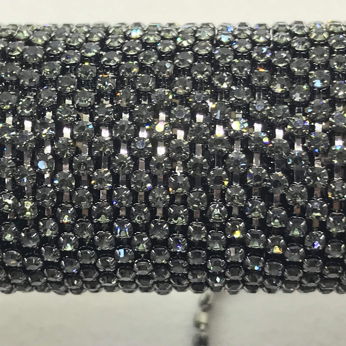 Sundaylace Creations & Bling SS6 Metal Rhinestone Chain Ss6 & Ss12 Grey Stone in Gunmetal Metal Rhinestone Chain
