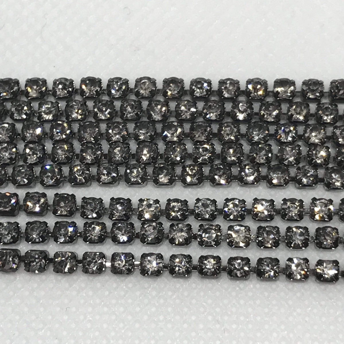 Sundaylace Creations & Bling SS6 Metal Rhinestone Chain Ss6 & Ss12 Grey Stone in Gunmetal Metal Rhinestone Chain