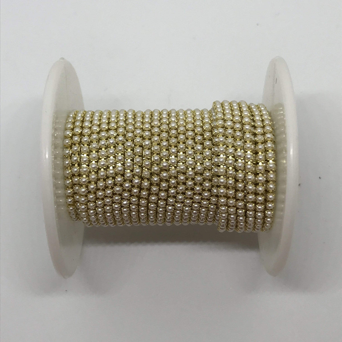 Sundaylace Creations & Bling SS6 Metal Rhinestone Chain Ss6 & Ss12 White/Ivory Pearl Stone, Silver or Gold Metal Rhinestone Chain