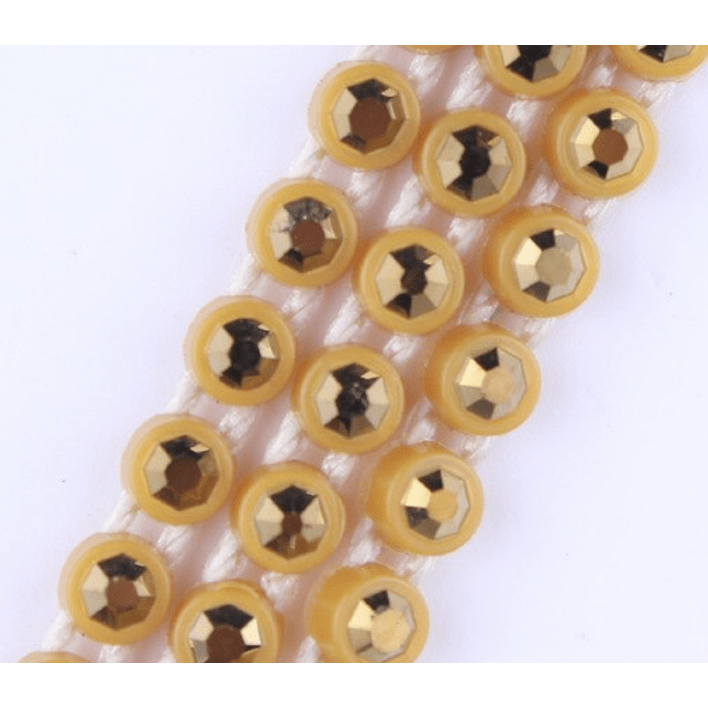 Sundaylace Creations & Bling Ss8 Plastic Rhinestone Banding Rope Ss6 & Ss8 Gold Metallic Stone on Gold Plastic Banding Rhinestone Rope