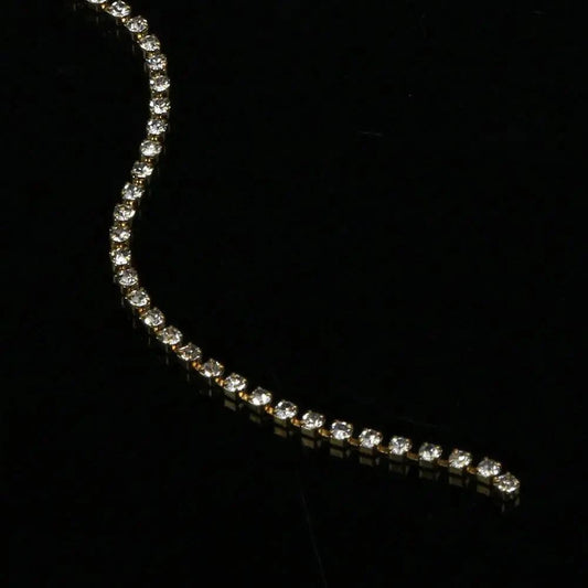 Sundaylace Creations & Bling SS6 Metal Rhinestone Chain Ss6- Ss8- Ss10-Ss12 Clear Stone Rhinestone Metal Chain in Gold/Silver, SPARSE Chain