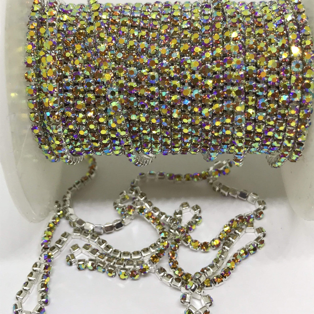 Sundaylace Creations & Bling SS6 Metal Rhinestone Chain Topaz AB Silver Chain / Ss6 Ss6 Topaz AB, Rhinestone with Silver/Gold Chain, Rhinestone Metal Chain