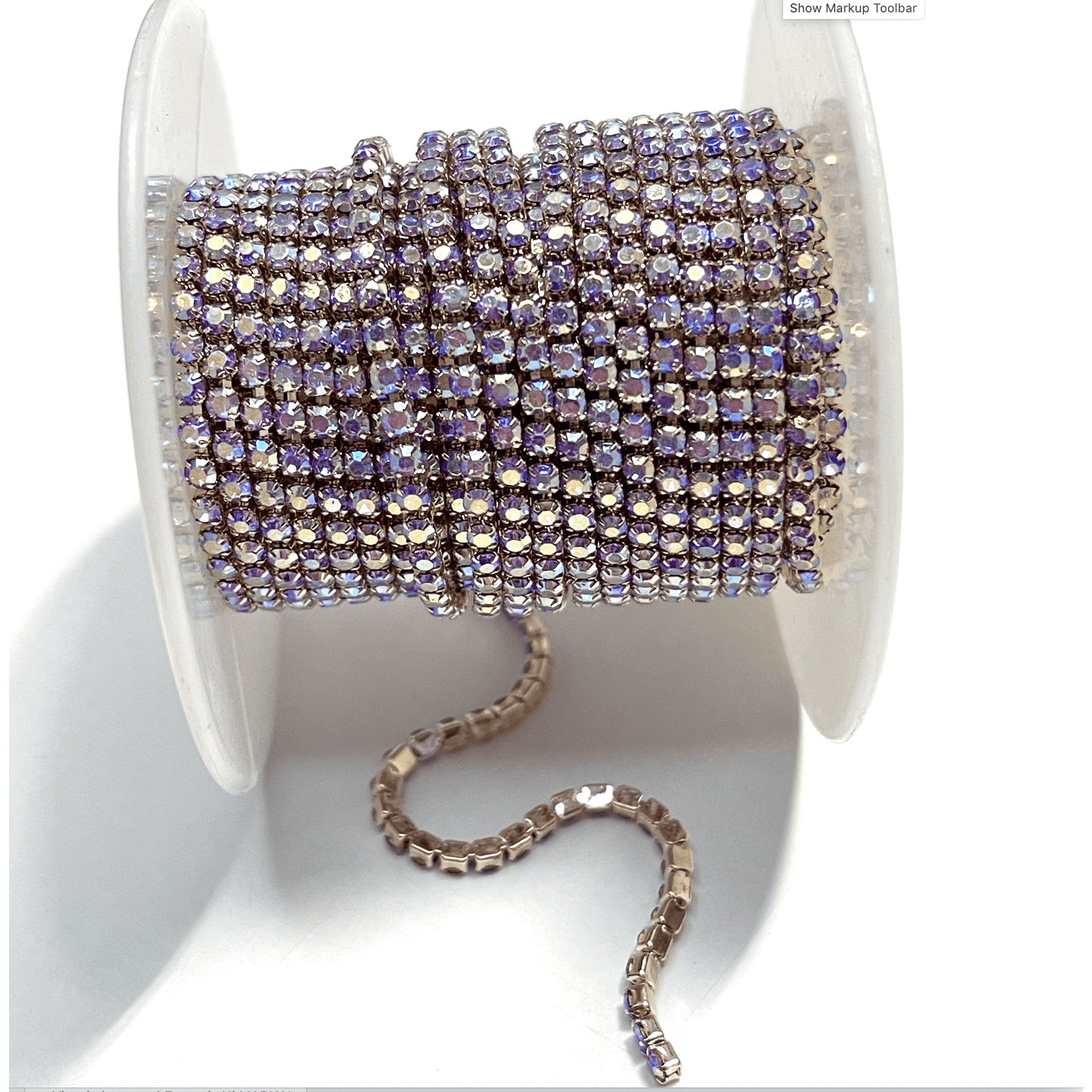 Sundaylace Creations & Bling SS6 Metal Rhinestone Chain SS6 Violet AB on Champagne Light Rose Gold Metal Rhinestone Chain